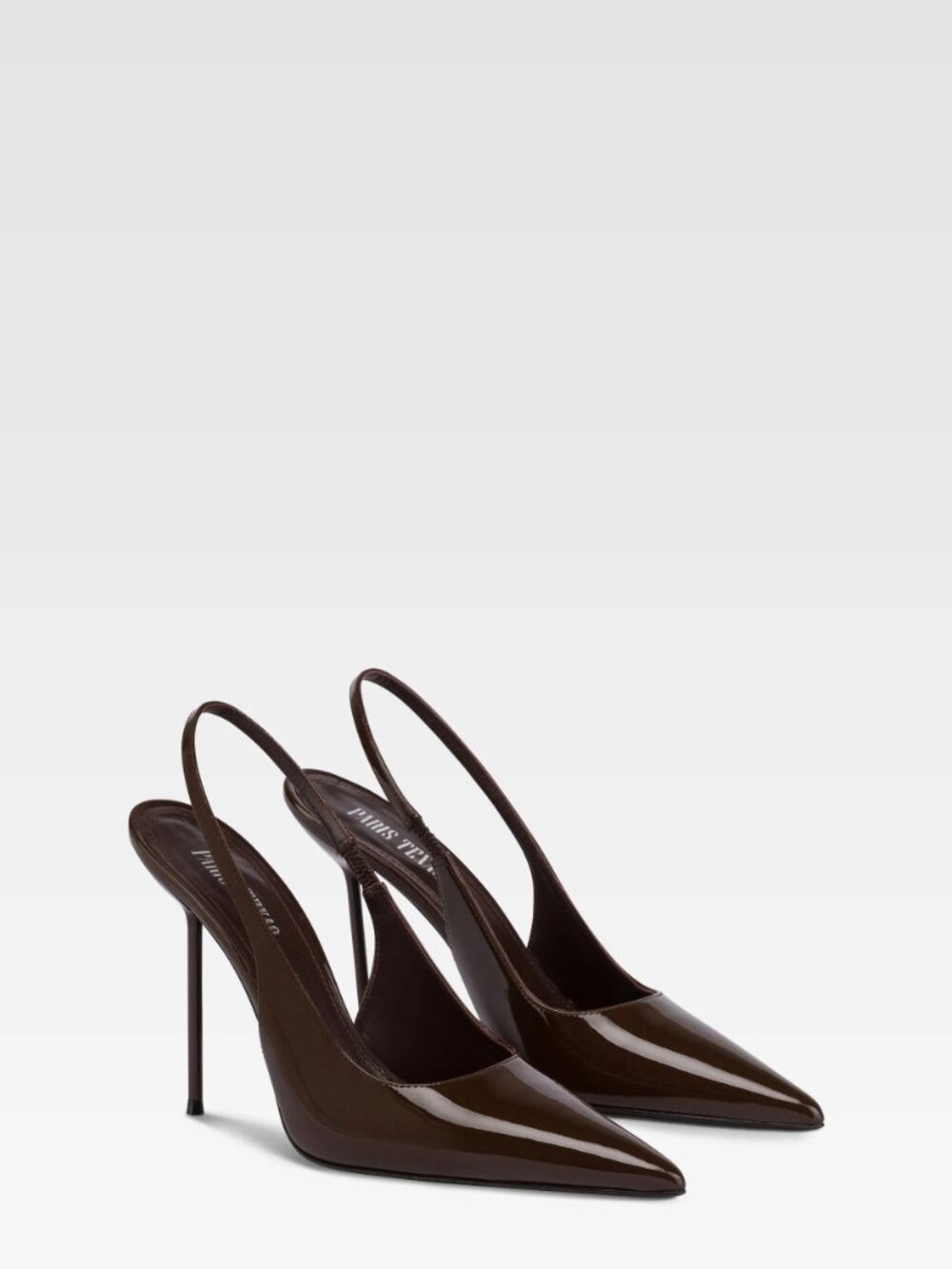 Paris Texas Lidia Slingback 105 Patent Leather Chocolate Ebano NWOT